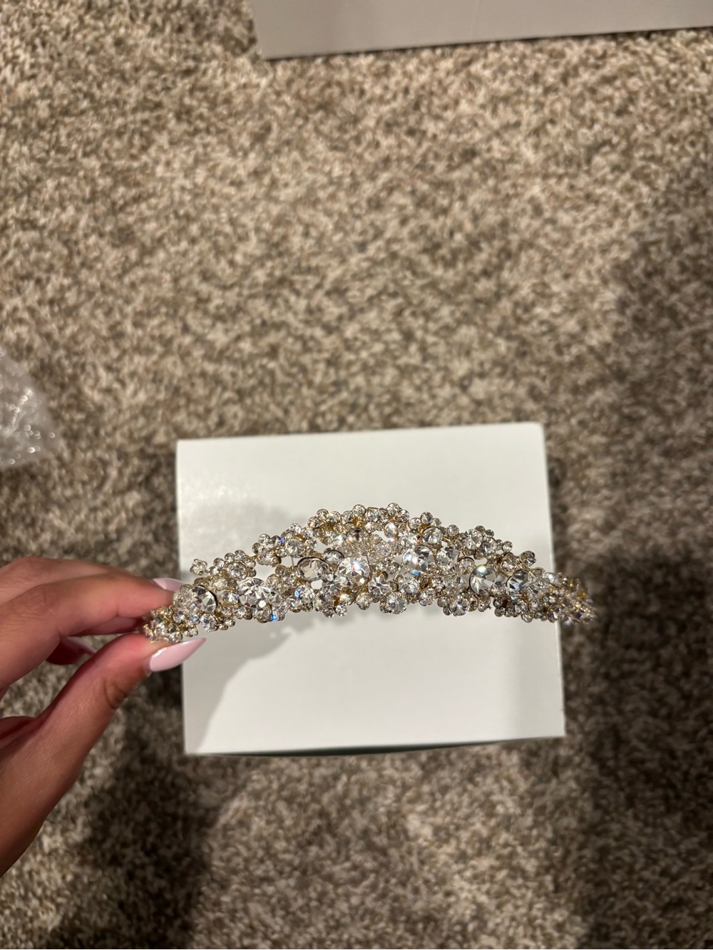 Crystal Embellished Gold Bridal Tiara - Elegant Headpiece